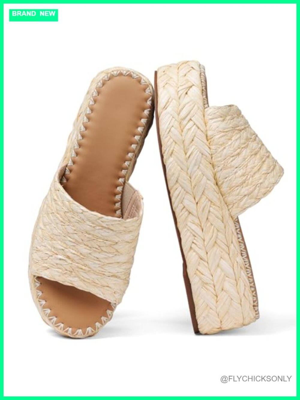 Platform Espadrilles Wedge Sandals Woven Raffia Slip-On